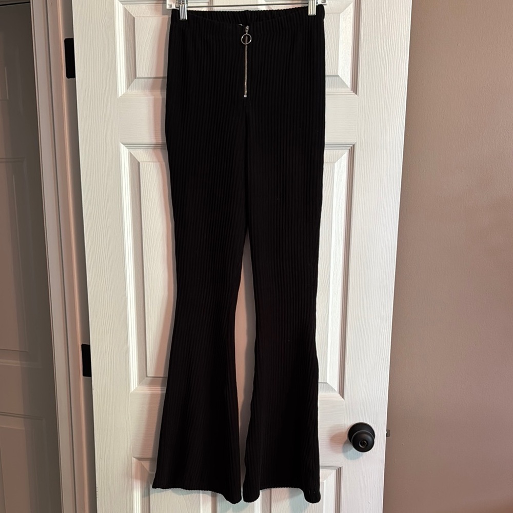 Topshop Black Velvet Flare Pants